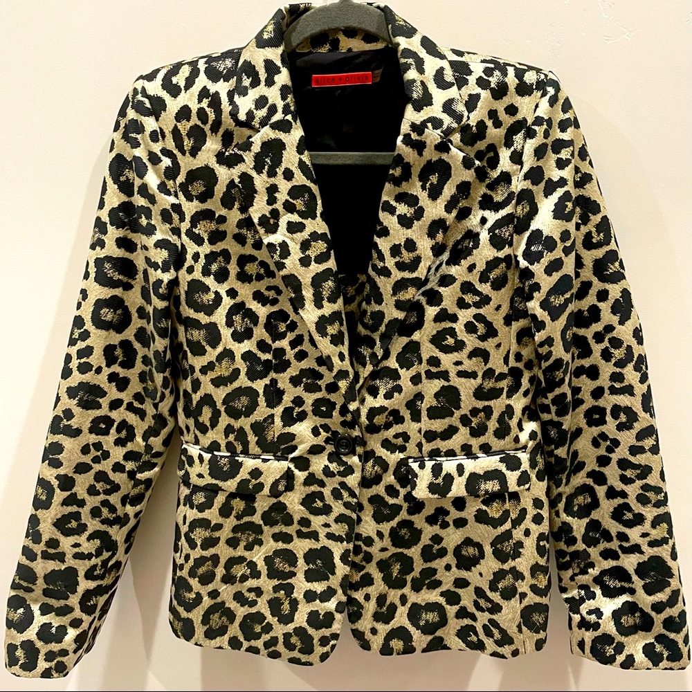 Alice + Olivia Gold/Leopard Blazer Size Small
